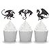 24 CT Black Glitter Dragon Cupcake Toppers Fantasy Party Dessert Picks Fairy Tale Decoration