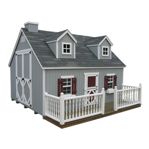 Little Cottage Co. 8x10 Cape Cod Playhouse with Deck and Rail - Wood DIY Kit