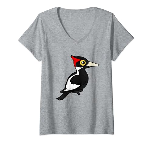 Ivory-billed Woodpecker Cute Cartoon Birdorable Bird V-Neck T-Shirt