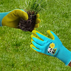 Qear 1 Pair Kids Garden Gloves,Knitted Elastic Liner, And Latex Rubber Coated Palm For Water/Dirty Resistance, Anti-Slip (10-13 Years Green Xs) #TOP3