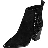 Kenneth Cole Women's WEST Side Fringe Bootie RB Studs Fashion Boot, Black, 5.5 Medium US