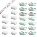 Augshy 60 PCS Light Strip Mounting Clips White Self Adhesive Led Light Fasteners Mounting Holder Cable Clamp Organizer for 10 mm Light Strip
