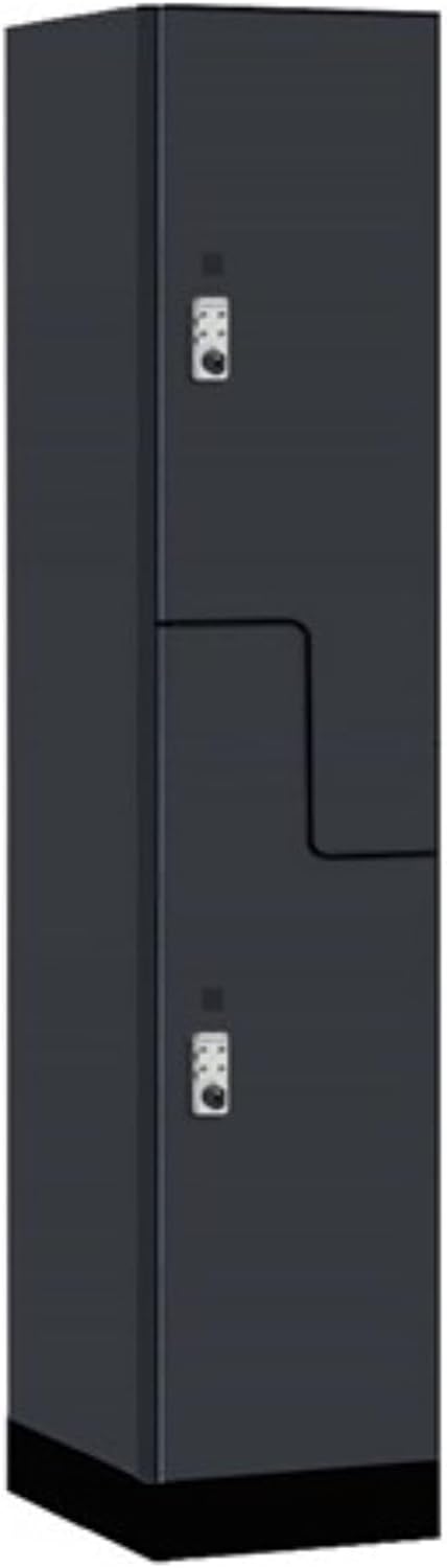 Salsbury Industries 15" Wide Premier Wood Locker-Double Tier 'S' Style-1 Wide-6 Feet High-21 Deep-Carbon Mesh-Silver Resettable Combination Locks