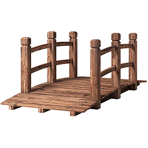 GIANTEX Ponte da Giardino in Legno Carbonizzato Ponte Bacino, Decorazione Esterna, Dimensione 150 x 67 x 55 cm, Carico Massimo 100 kg