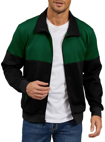 Image of HYPESTFIT Men's Retro Track Jackets, Relaxed Fit | Lightweight men's casual jacket ideal for spring & fall, running and daily athletic wear