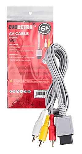 AV Video Cable Cord Compatible for Wii TV Game Connection Cable Set 6 ft by EVORETRO Cover