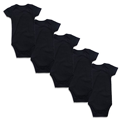 Image of ROMPERINBOX Onsies for Baby Boy Girl Black Multi-pack Short Sleeve Bodysuits