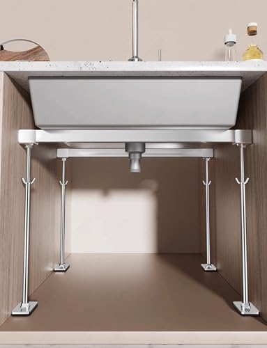 Undermount Sink Supports,Adjustable Height,Undercounter Basin Support Rod,Washbasin Bracket, for Bathroom, Height 58 to 67cm(High18-29cm)