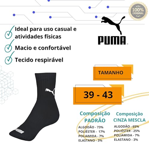 Kit 06 Pares Meias Puma Cano Médio | KIT - D | 39-43