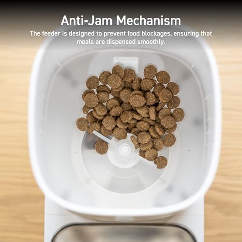 ELECOM Automatic Pet Feeder for Cats and Dogs, 4L Capacity, Programmable Timer, Portion Control, Voice Recording, Auto Cat Feeder w/Freshness Preserve, Up to 6 Meals Per Day (Single Tray)