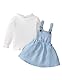 Borlai Kleinkind Baby Mädchen Kleidungsset Ruffle Langarm Gerippter Strampler Oberteil Plaid Hosenträger Rock Outfits mit Stirnband