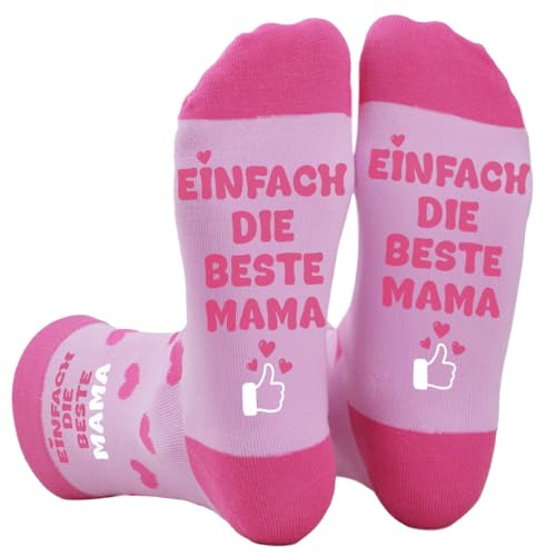 FLYWIND Muttertagsgeschenk für Mama Lustige Socken Damen Geschenk für Mutter Frauen Geburtstag Geschenk zum Muttertag Weihnachten (Rosa-Mama)