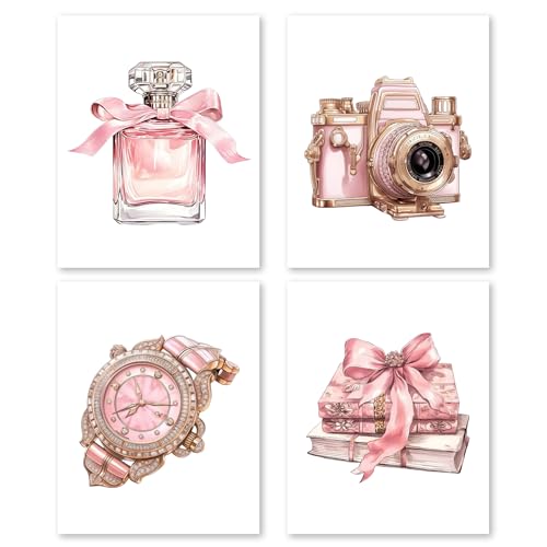 Affiches roses coquette room decor lot de 4 posters muraux 20x25 cm