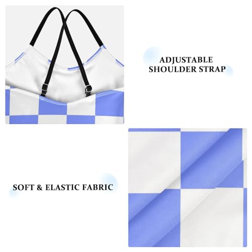 Image of Black and White Chess Girls One Piece Swimsuits Board Marble Tile Sport Halter Swimwear Beach Bathing Suit 3T