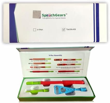 SPEECHGEARS Tactile Kit, Sensory Integration Tools, Speech Tools, Feeding Tools, V-Pen, Uni-Tip, Pointed-Tip, Talk-Tip (Red)