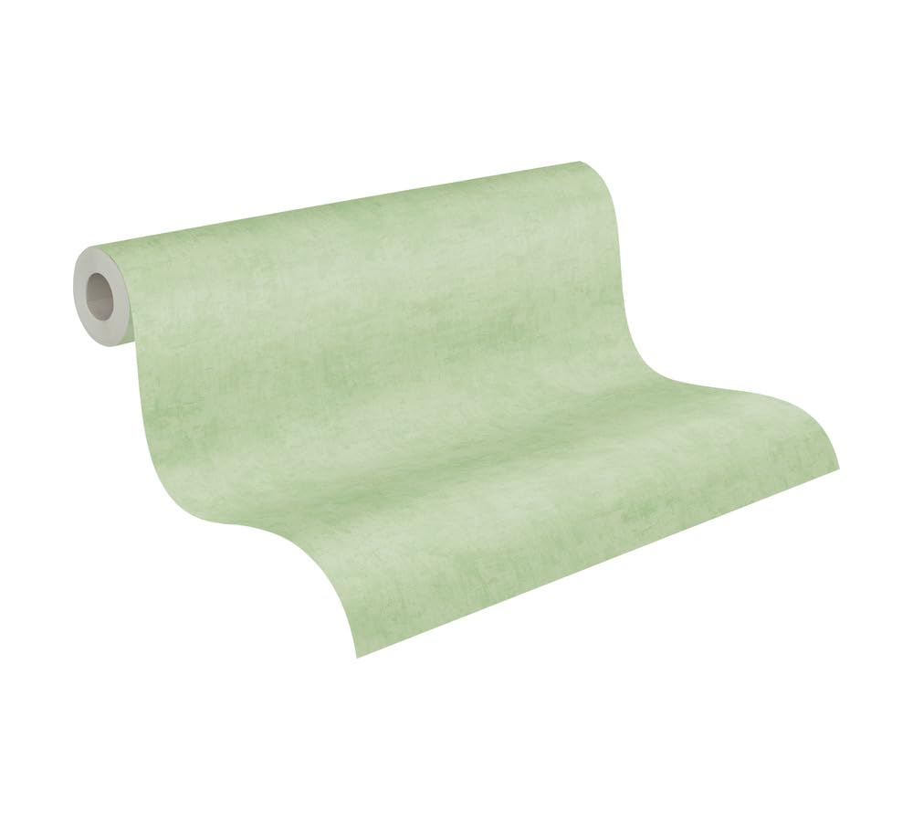 A.S. Création Lilly & Luis Non-Woven Wallpaper Solid Colour in Green - 10,05 x 0,53 m Wallpaper for Kids - 771788