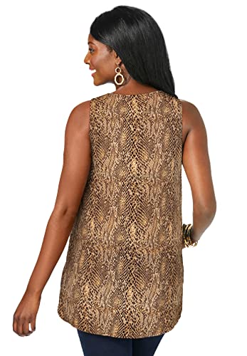 Jessica London Women's Plus Size Georgette Tunic Tank Top Blouse - 12 W, Navy Paisley Blue #TOP2