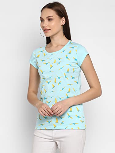 Image of Modeve Women Printed Cotton Blend Half Sleeve Round Neck T-Shirt for Summer