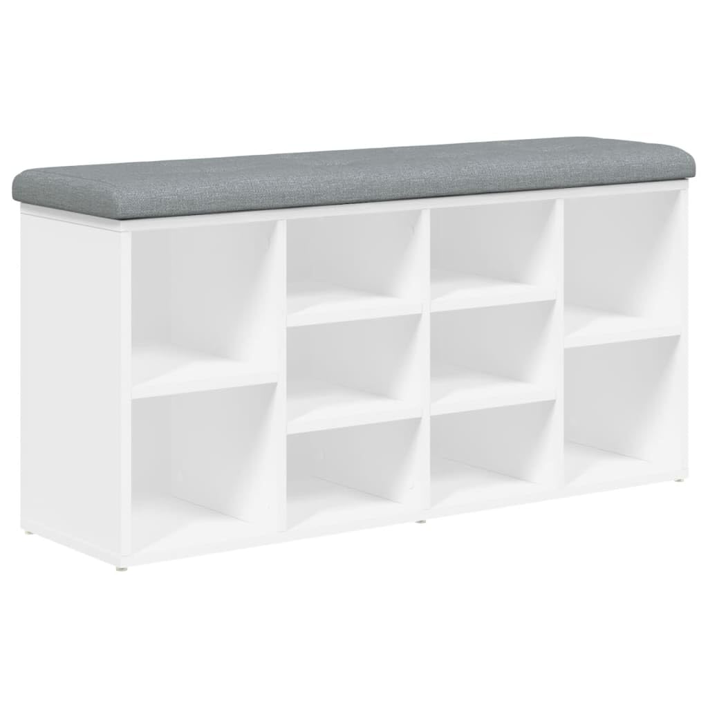 Scarpiera bianca in legno 102 x 32 x 50 cm con cuscino