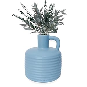 Ceramic Vase for Home Decor, Modern Decorative Vase for Flowers Vases for Your Ideal Shelf Decor/Table/Living Room/Kitchen/Office (Blue)