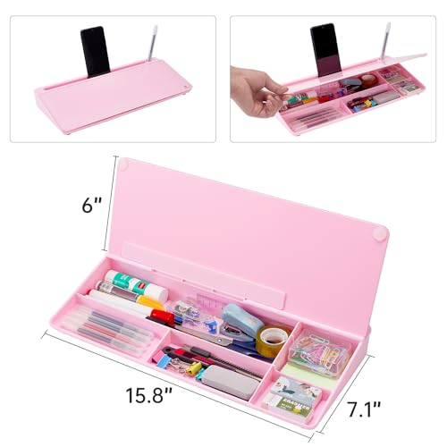 Image of TSJ OFFICE Desktop Whiteboard Dry-Erase-Board - Computer Keyboard Stand White Board Surface Pad with Drawer, Desk Organizers with Accessories for Office, Home, School Supplies - Complete Pink