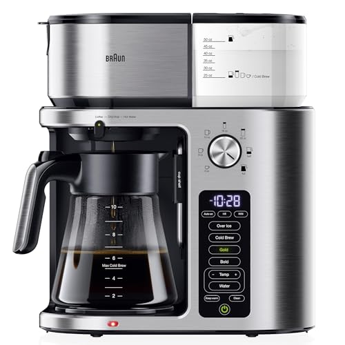 Braun MultiServe Plus 10-Cup Drip Coffee Maker - Hot & Cold Multi-Serve Brewer with Timer and Auto Start, Hot Water Dispenser, Over Ice Function, Stainless Steel & Pod-Free Design, KF9370SI by Braun - Used condition - CA$145.88