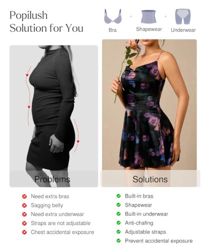 Image of Popilush Mini Corset Dress with Built in Bra, A-line Shapewear Dresses | Spaghetti Strap, Birthdays, Celebrations, Cocktail Parties and Date Nights