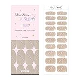 MelodySusie Semi Cured Gel Nail Strips (Nude Cat Eye)- Works with Nail lamp, Salon-Quality, Long Lasting, Easy to Apply & Remove - Includes 30Pcs, 2 Prep Pads, Nail File & Wooden Stick