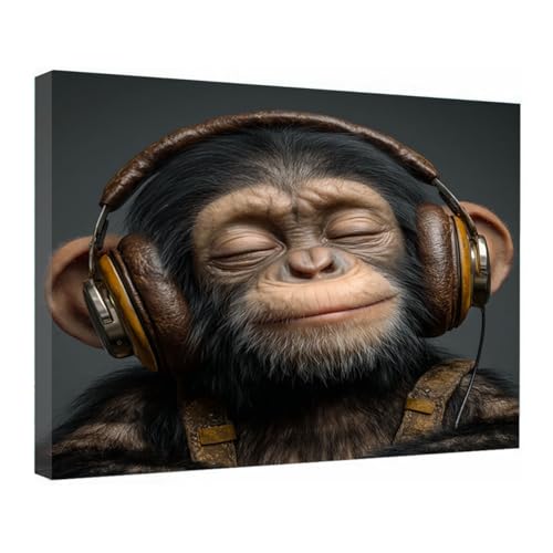 Peinture tableaux chambre chimpanzé marron 70 avec cadre en 40x60 cm