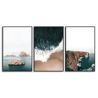 3 Piece Framed Canvas Wall Art Blue Ocean Canvas Prints Home Artwork Decoration for Living Room,Bedroom - 16