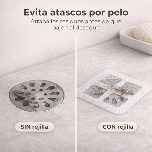 Miniatura 3 de Hkaizen Rejillas Desechables Para Ducha 50 Uds Filtro Atrapa Pelos Adhesivo Para Desagüe Rejilla Antipelos Baño 10 10 Cm Evita Atascos Y Mantiene Tu Ducha Limpia