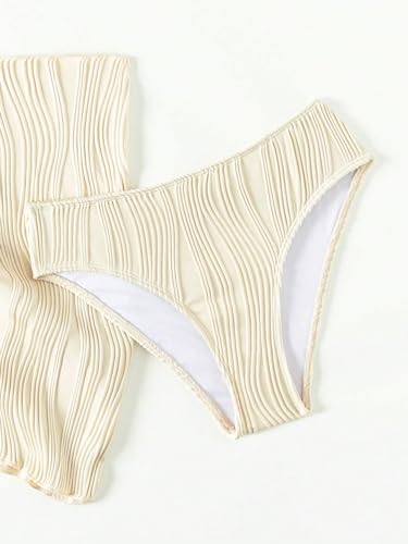 Girl's 3 Piece Swimsuit Textured Halter Triangle Cute Bikini Bathing Suit with Cover Up Beach Skirt4