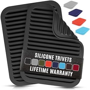 Zulay Kitchen 2-Pack 9″x12″ Silicone Trivets for Hot Pots & Pans – Heat-Resistant, Non-Slip Trivet Mats – Durable, Flexible, Multi-Purpose Hot Pads for Kitchen Counter & Table – Black