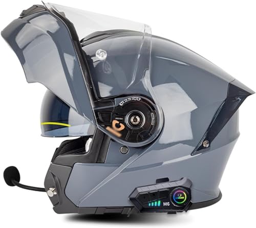Casque moto Bluetooth avec double miroir solaire et mentonnière rabattable intégrale Homme Femme