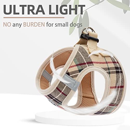 Pupteck Adjustable Pet Harness Collar And Leash Set Step In For Small Dogs Puppy And Cats Outdoor Training And Running, Soft Mesh Padded Reflective Vest Harness, Beige Xxs #TOP6