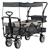 Zelsius Opvouwbare transportwagen met dak, gordelsysteem, trolley voor het strand, gereedschap, trolley voor de tuin met luifel