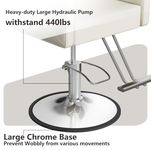 Image of LOUVIXA Barber Chairs for Hair Stylist, Height Adjustable Hydraulic Salon Chair, 360 Degrees Rotation, Multi-Function Shampoo Chair for Salon Home Barbershop (White)