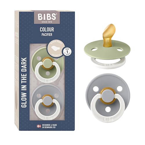 Image of BIBS Pacifiers 0-6 Months | 2-Pack Soothers | BPA-Free Anatomical Nipple | Made in Denmark | Sage Glow/Cloud Glow Colour Pacifier