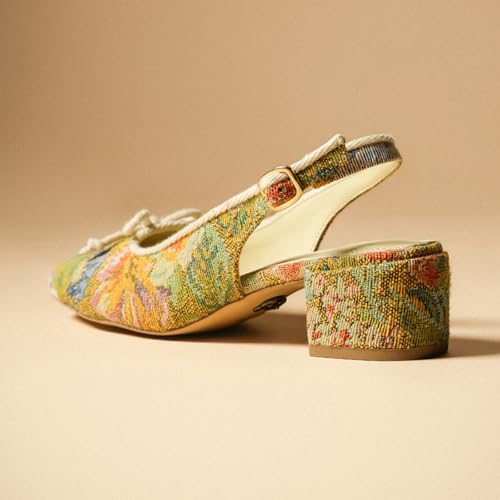 Image of Theater Women Doris Slingback Block Heels | Bow Detail Round Toe Sandals | Stylish & Comfortable for Casual, Office & Semi-Formal Wear