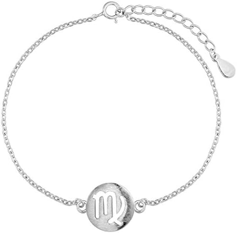 Qiandi 925 Silver Zodiac Constellation Virgo Sign Virgem Chain Bracelet Bangle Women for Birthday Gift