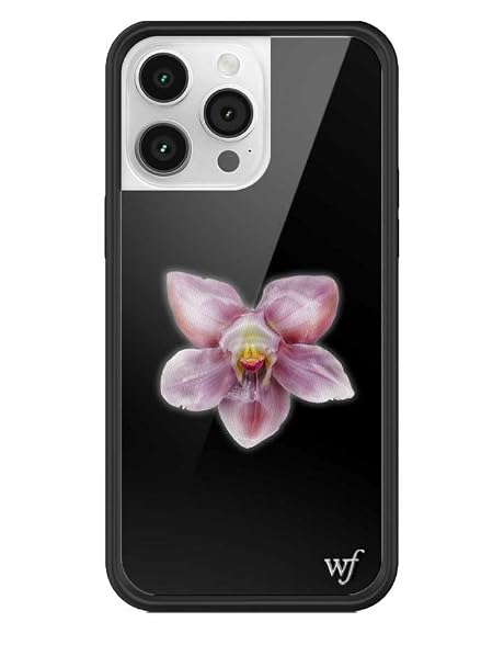 Wildflower Cases - Compatible with iPhone 14 Pro Max | Protective Black Bumper, 6.5ft Drop Test Certified, Women Owned Small Business | Floral, Black, Purple, Minimalist, Cute, Trendy | Orchid