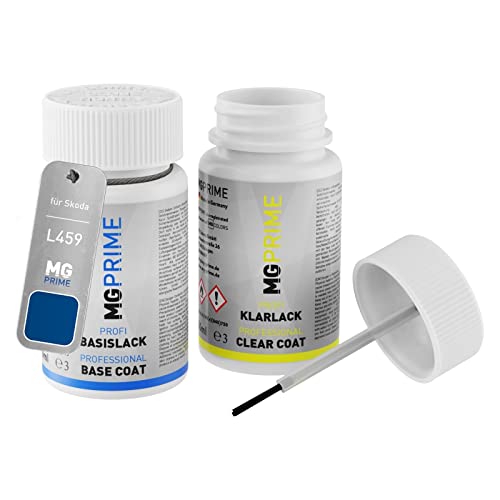 MG PRIME Autolack Lackstift Set für Skoda L459 / 6D Energy Blue/Dynamic Blau Basislack Klarlack je 50ml