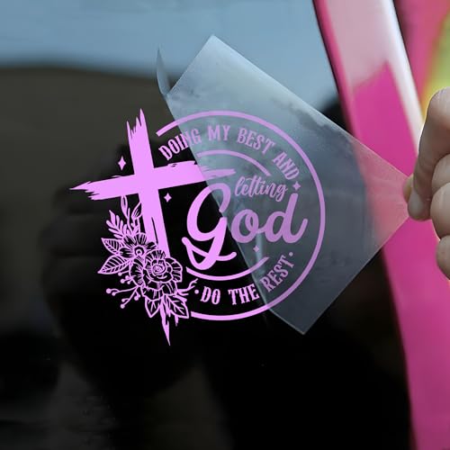 Doing My Best And Letting God Do The Rest Car Decal Funny Flower, Christian Cross, Religious, Jesus, Humor Car Window Accessories Affirmations Vinyl Waterproof 6 Inches Bumper Sticker Gift for Mom Dad