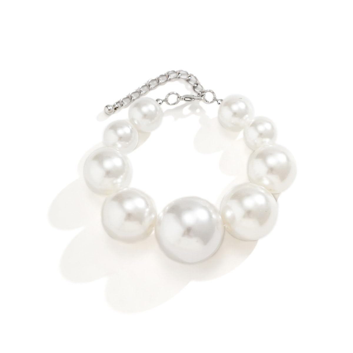 ClatalyCollar de perlas de imitación retro, pulseras grandes, collar de perlas grandes, collares de perlas gruesas para mujeres y niñas