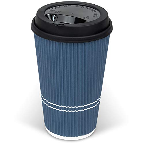 Glowcoast Disposable Coffee Cups With Lids - 16 oz To Go Coffee Cup (80 Set). Large Travel Cups Hold Shape With Hot and Cold Drinks, No Leaks! Insulated Ripple Cups Protect Hands, No Sleeves needed!