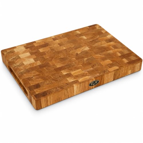 B4K® Schneidebrett aus Eiche Stirnholz 40 × 30 × 4 cm