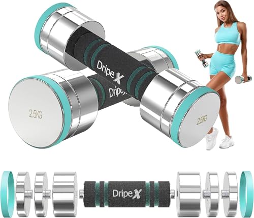 Dripex Juego de Mancuernas Ajustables de Acero de 2,5 kg 5 kg 7,5...