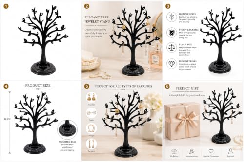 Image of morel JEWEL TREE PLASTIC EARRING ORGANIZERS WITH 29 HOLES FOR STUDS, HANGING EARRINGS, SHOWROOM, EXHIBITION, ROOM DECORATION DISPLAY STAND |PACK OF 2|