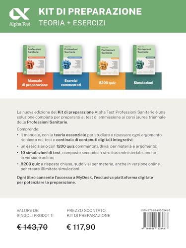 Alpha Test. Professioni Sanitarie. Kit Di Preparazione. Per L’Ammissione Ai Corsi Di Laurea Triennale Delle Professioni Sanitarie, Tra Cui Fisioterapia, Logopedia, Infermieristica, Ostetricia, Die... - 2