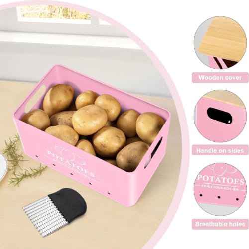 Image of 3 Pieces Potato Onion & Garlic Storage Bin Sturdy for Kitchen Counter | Kitchen Storage & Organization | Food Storage Containers.